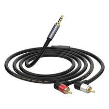 3.5mm to RCA Cable 3.3FT, 90 Degree Right Angle 2RCA Male to 3.5mm TRS Male Y Sp