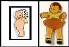 2 Pins - Kewpie Complexion Swing Latch + Scootles Tack Back  Kewpie Rose O'Neill — photo 1