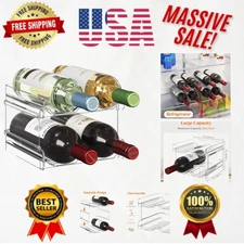 Elegant Stackable Wine Rack - Holds 4 Bottles, Ideal for Refrigerators & Coun...