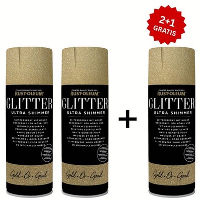 Rust-Oleum Ultra Shimmer Glitzerspray Gold 3 für 2 400 ml Effektlack DIY