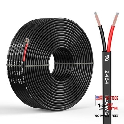 12 Gauge 2 Conductors Electrical Wire, Flexible Low Voltage PVC 100FT 12AWG