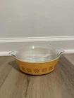 Vintage Pyrex Town & Country Orange & Gold Stars Casserole 471  With Lid 1 Pint