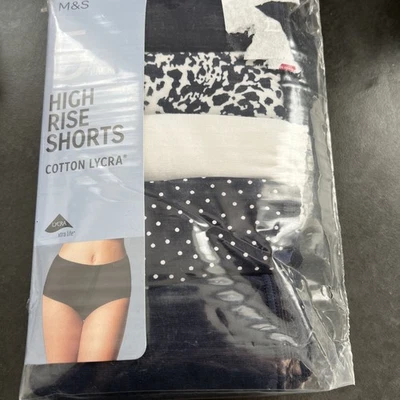 Ex M & S Ladies 5 Pack Cotton Lycra High Rise Shorts Briefs Midis Underwear Uk14 - Image 1 of 4