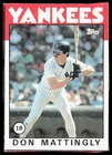 1986 Topps #J Don Mattingly WAX BOTTOM Hand-Cut Card New York Yankees