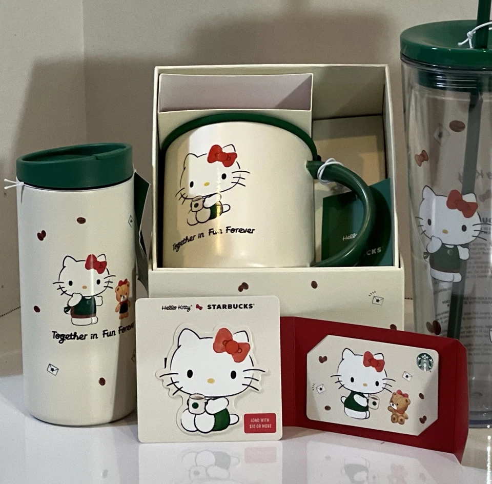 Juego de tazas, vasos, tarjetas de regalo y peluche Starbucks x Hello Kitty 2025 LE Foto 2 de 4