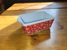 Celebrate It Mini Loaf Ceramic Dish Red With White Snowflakes