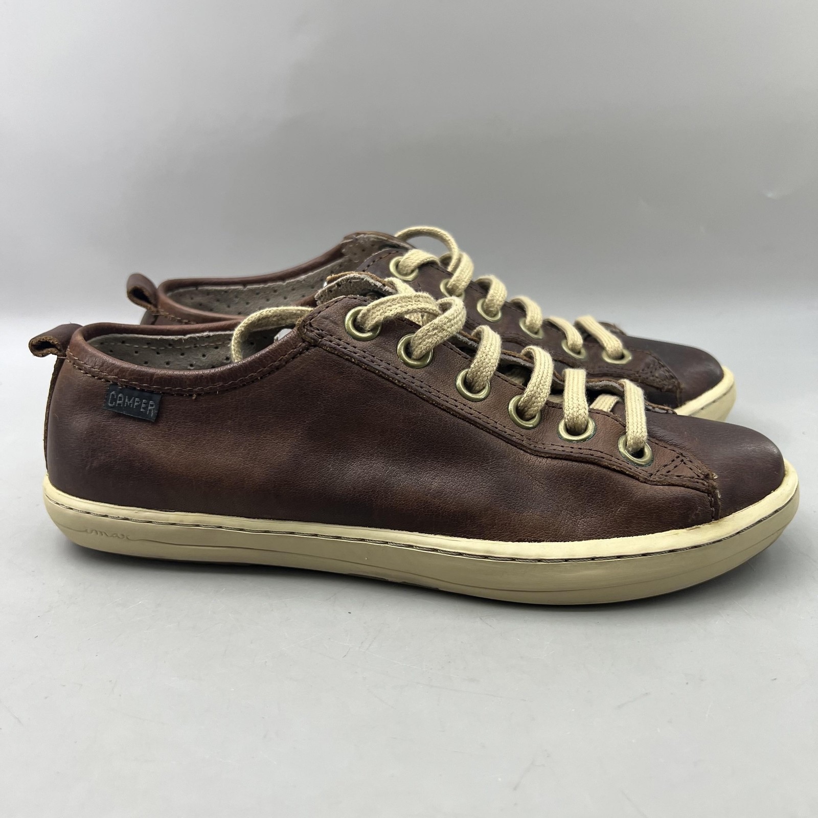 Camper Imar Casual Shoes Women Size 8 Brown Leather Lace Up Comfort Low Sneakers