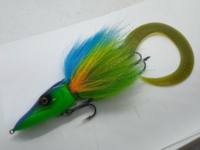 16  L Corr Large Disco Pike Blue Green Rubber Swimbait Crankbait Musky Lure