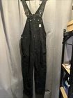 Carhartt Dungarees Black Overalls Quilt Lined Canvas Bib Work Wear R02 40” 30”