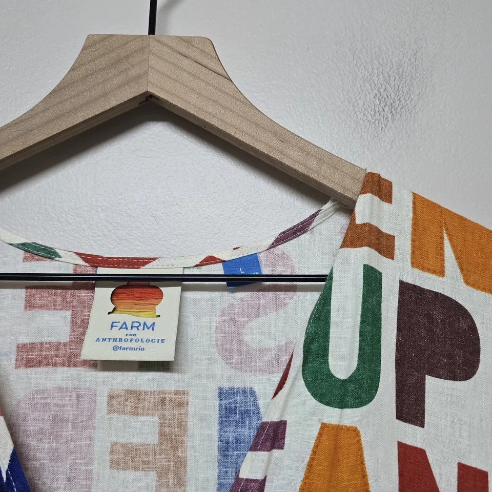 Romper Anthropologie Farm Rio Feminino Colorido Mistura de Linho Arejado Tamanho Grande - Imagem 2 de 4