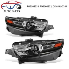 Pair For 2013-2019 Ford Taurus Halogen Type Black Projector Headlights Headlamps
