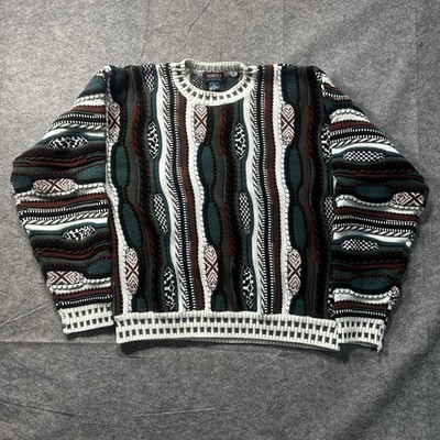 VTG 90s Veneto 3D Knit Sweater Coogi Uni-Sex Multicolor Textured Biggie Korea XL