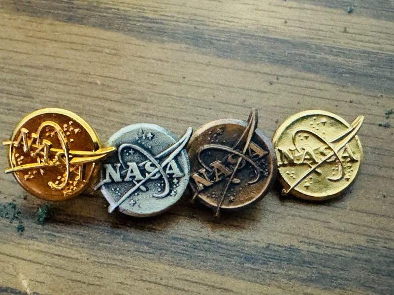 4 Vintage NASA Meatball Logo Pin pins Tie Tack Space Program Souvenir Employee