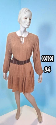 Yaya Woman Taille 34 Superbe robe manches longues doublée beige Viscose - Photo 1/4