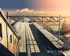 Anime city sky railway CCG Gaming Mat Desk