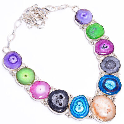 Natural Multi Solar Quartz Fashion Jewelry 925 Silver Necklace 18-20'' ARN-180