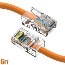 6FT Cat5E RJ45 Network LAN Ethernet UTP Cable Non-Booted Gold Copper Wire Orange