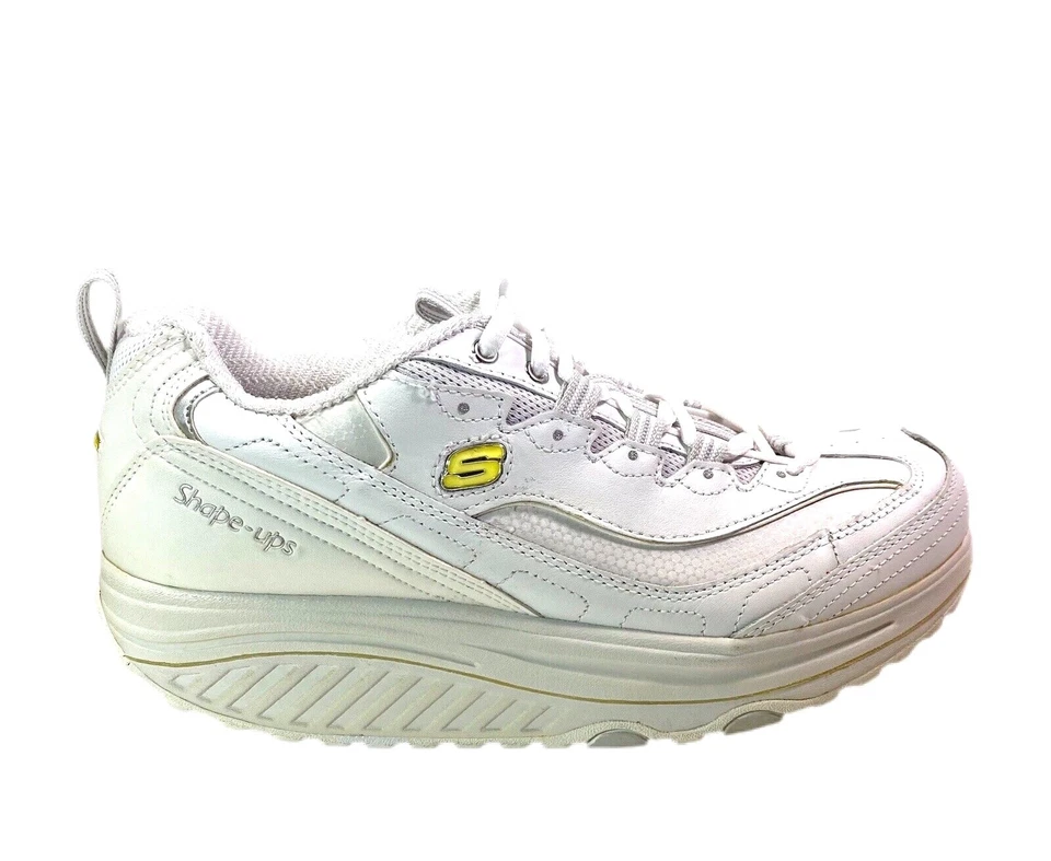 女士 Skechers Shape Ups 9.5 白色银色灰色色调步行鞋 11800/WSL — 第 4/4 张图片