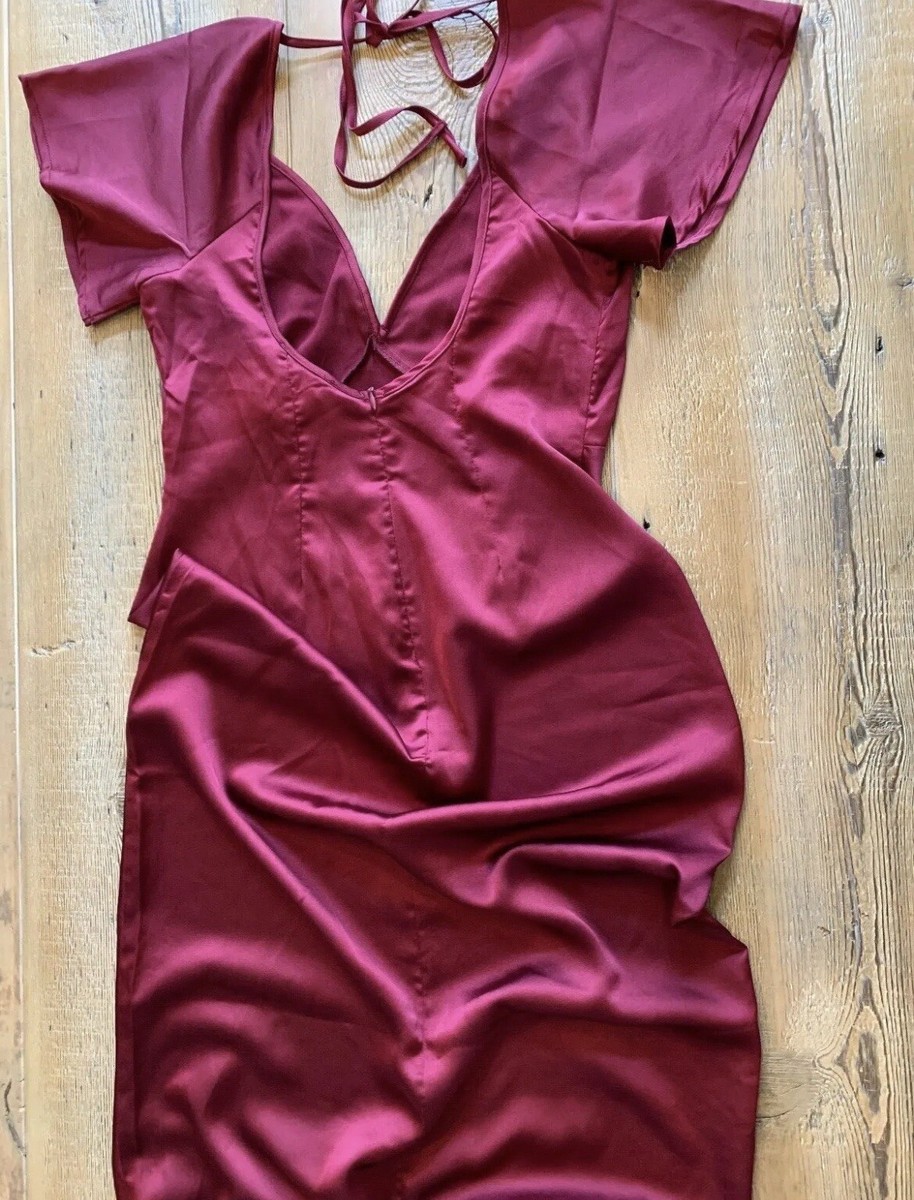 wine color holiday dress BNWT Charlie Sia Midi Dress, Wine, Size Small (4) holiday party dresses