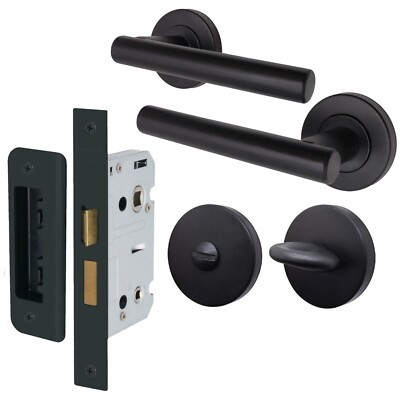 Black Bathroom Door Handle & Lock Set – Matt Black Handles with Lock & Thumbturn | eBay UK