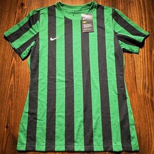 Nike Shirt Women Medium Green Striped Division IV Soccer Jersey Short Sleeved