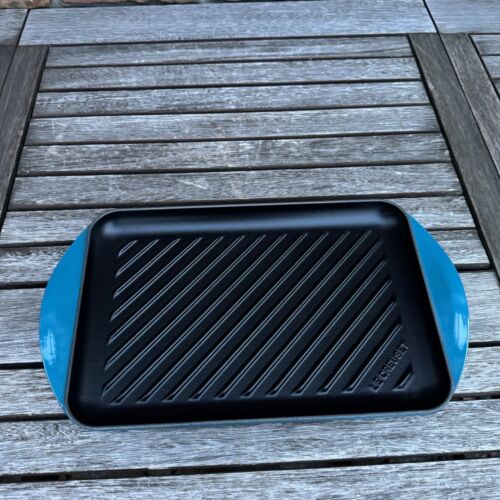 Williams Sonoma Le Creuset Enameled Cast Iron Skinny Grill Deep Teal Scuffs Read
