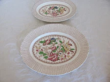 Myott Swing Time Scalloped -England-Floral Center-11 1/2" Platter & Gravy/Relish