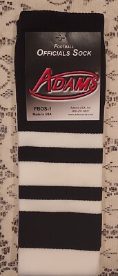 Adams Mens Football Officials Socks Referee Sz 10-13 Black White Striped New USA