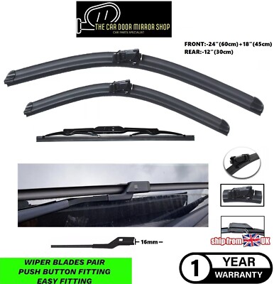 For KIA CEED ESTATE 2007-2013 Windscreen Wiper Blade Set Front 24'' 18'' Rear 12''