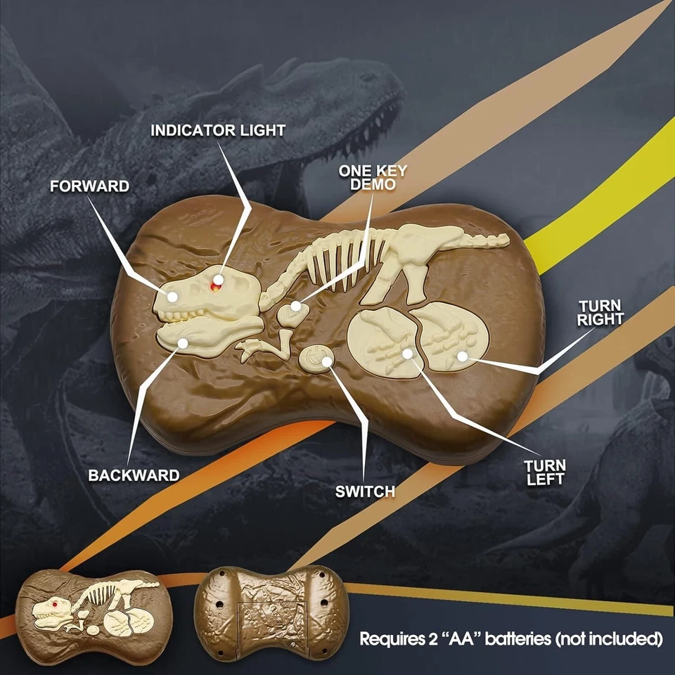 Jurassic Velociraptor RC Dinosaur Remote Control with LED Lights Yellow - Image 3 of 3