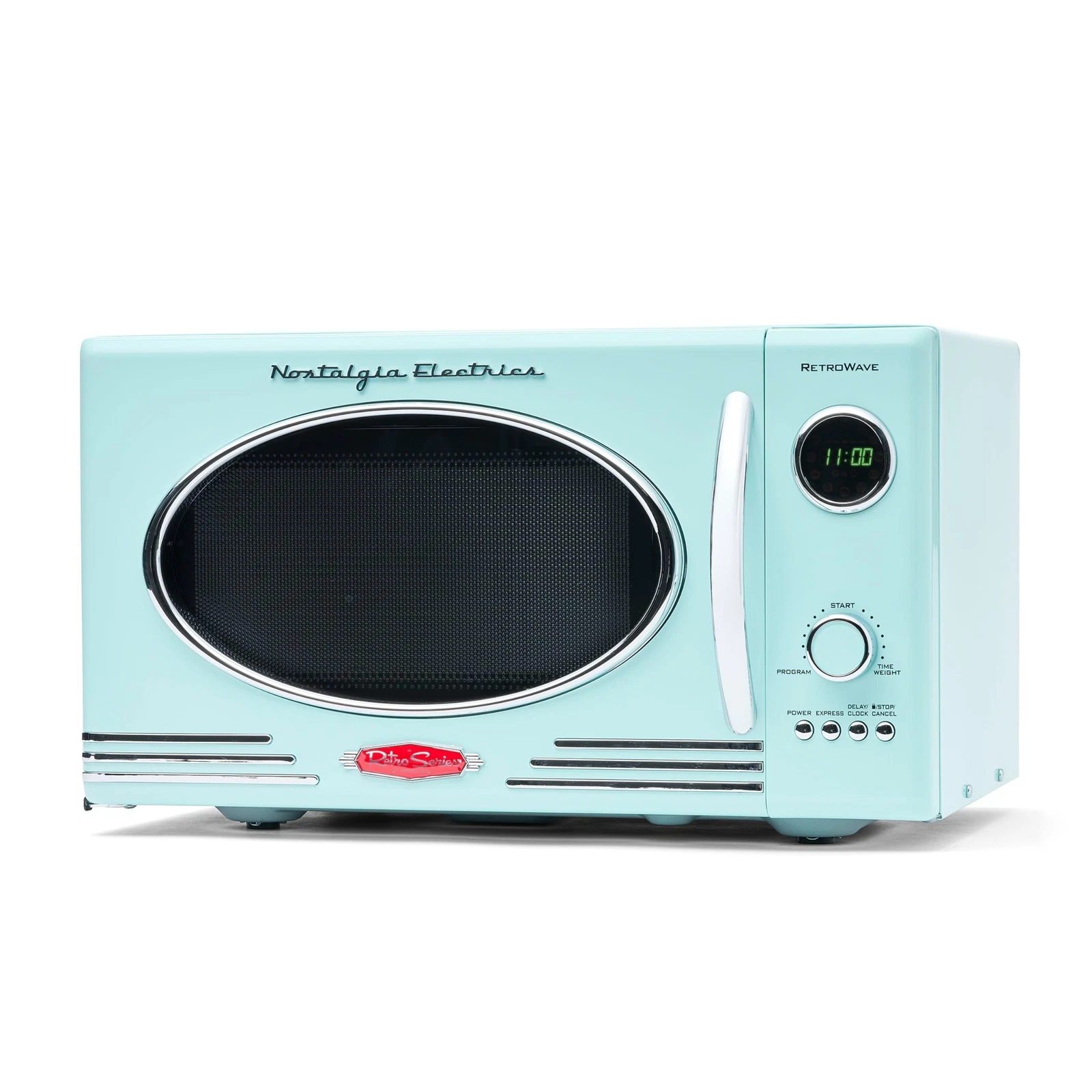 Aqua 0.9 Cu Ft Retro Microwave Oven 800 Watts with 12 Cooking Settings