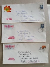 3 DETROIT MICHIGAN 1999 COVERS SENT TO FRANCE WITH $1.00 STAMPS POSTAL HISTORY