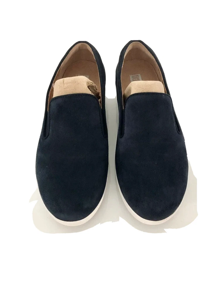 Fitflop Supermocasín Azul Gamuza Elastizado Sin Cordones Mocasín Plano EE. UU. 6 USADO EN EXCELENTE ESTADO Foto 3 de 4