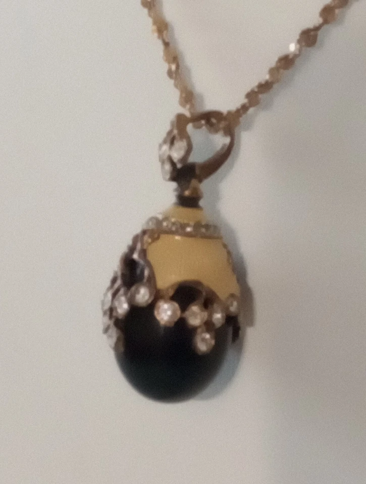 Colgante/Collar ESTILO FABERGÉ Ágata Negra 14k Sobre Plata Corte Pepita 24" Collar Foto 3 de 4