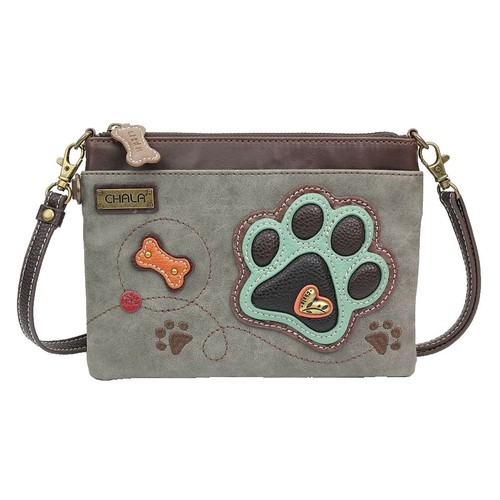 Chala Handbags Backpack DOG Paw Striped Canvas Faux Leather  display picture 3