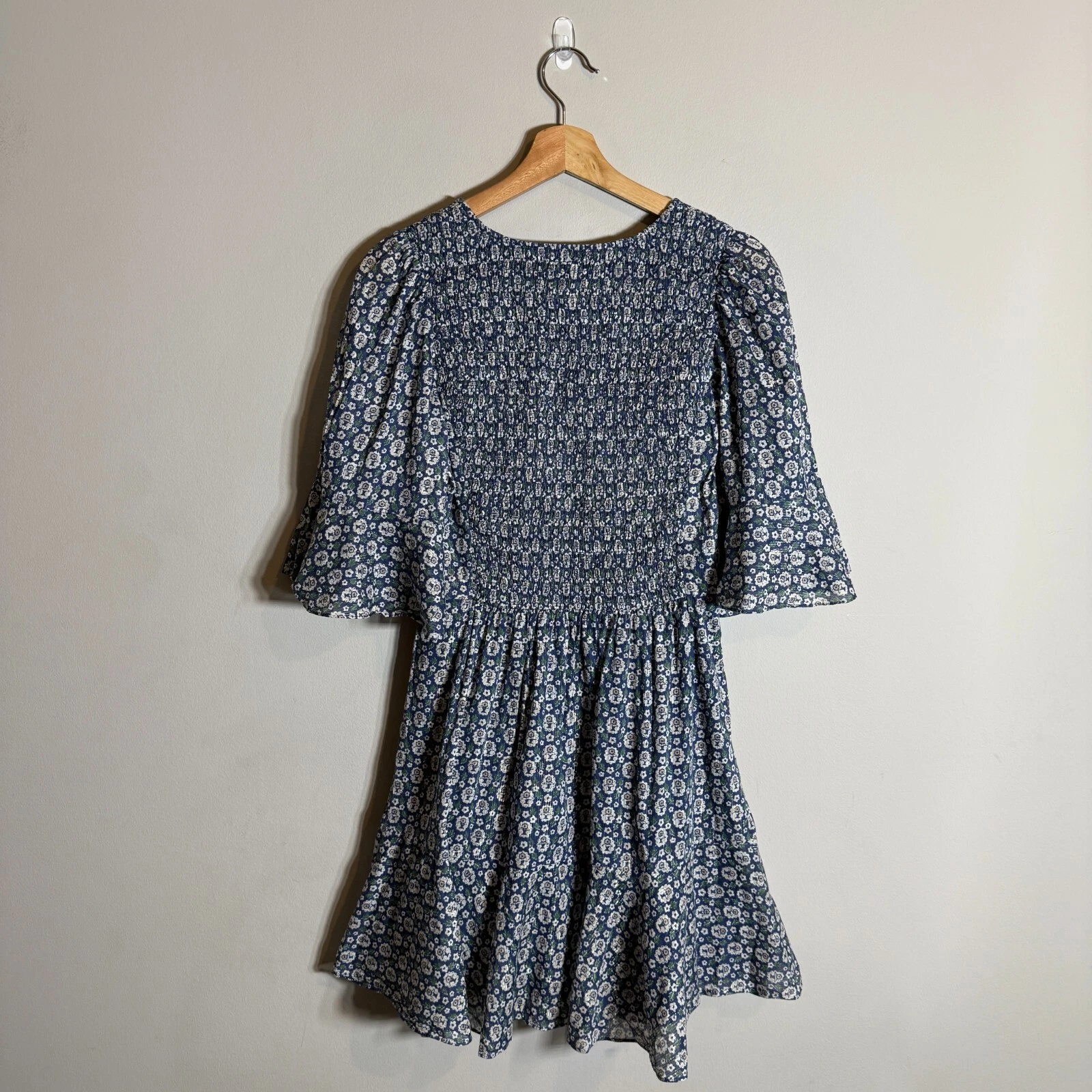 VETEMENTS Mini abito donna La Vie Rebecca Taylor Petula smock piccolo blu floreale chic nuovo senza etichette