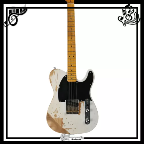 Custom TL Electric Guitar Relic White Fixed Bridge Aged Hardware Nitro Finish