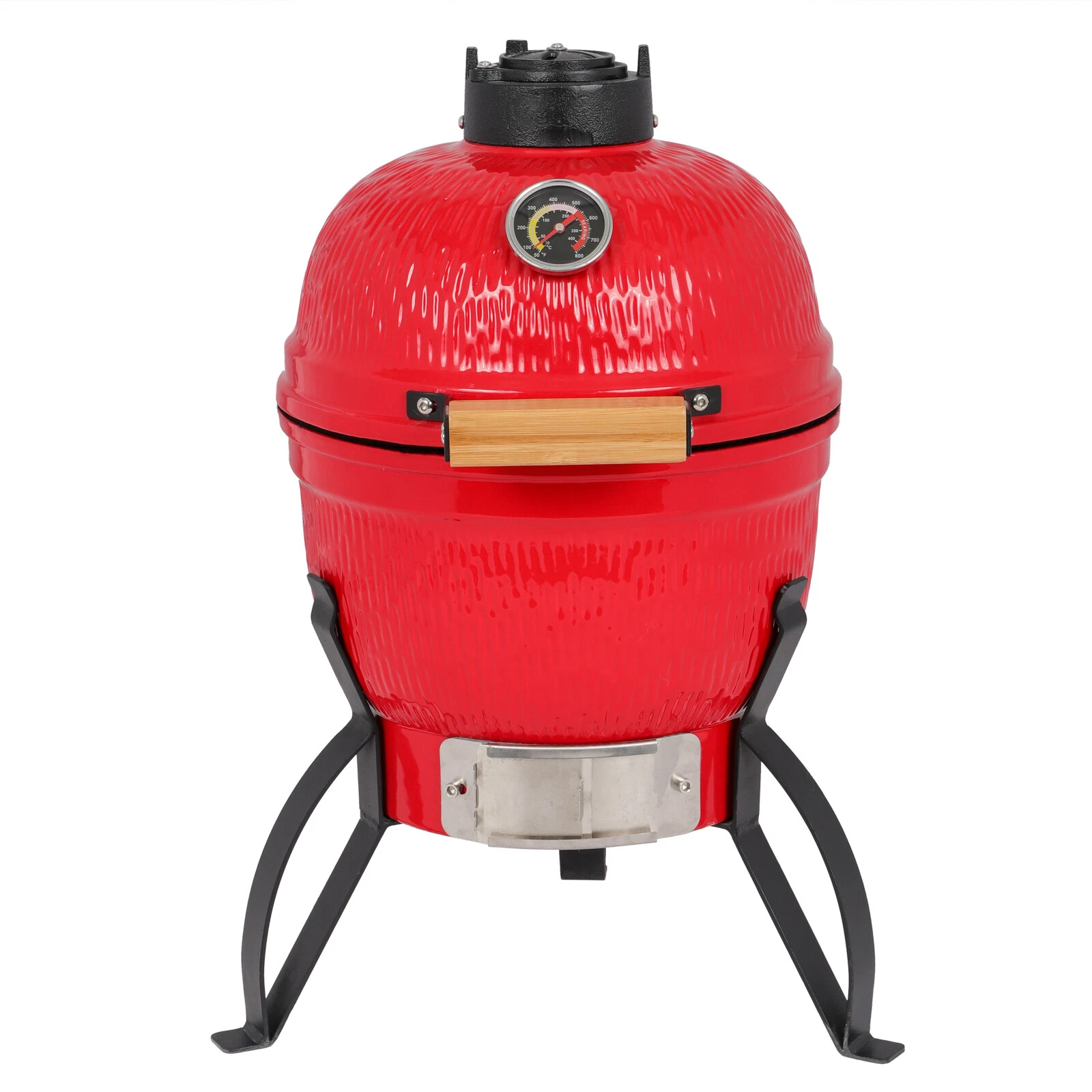 Ceramic Grill 13" Round Kamado Charcoal Grill Portable BBQ Grill w/ Thermometer