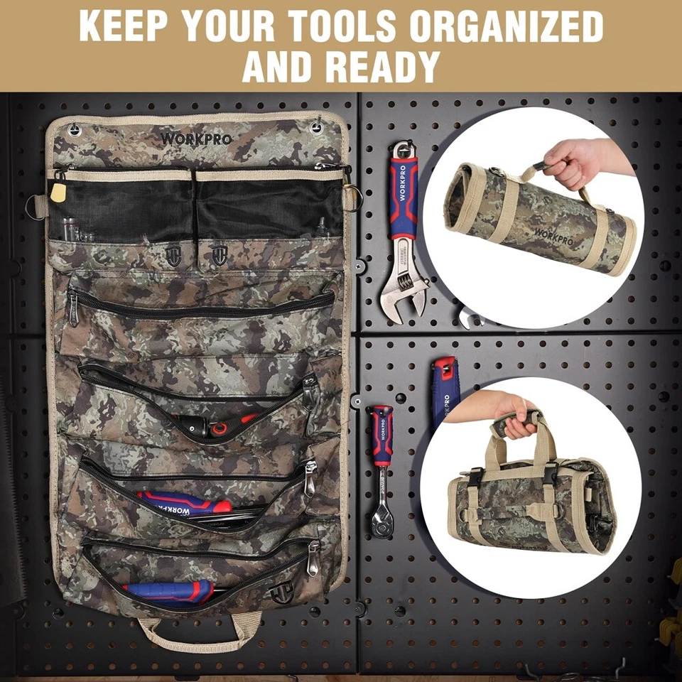 WORKPRO Heavy Duty Roll Up Tool Bag 6 Pockets Tool Organizer Tool Roll Organizer - Image 4 of 4