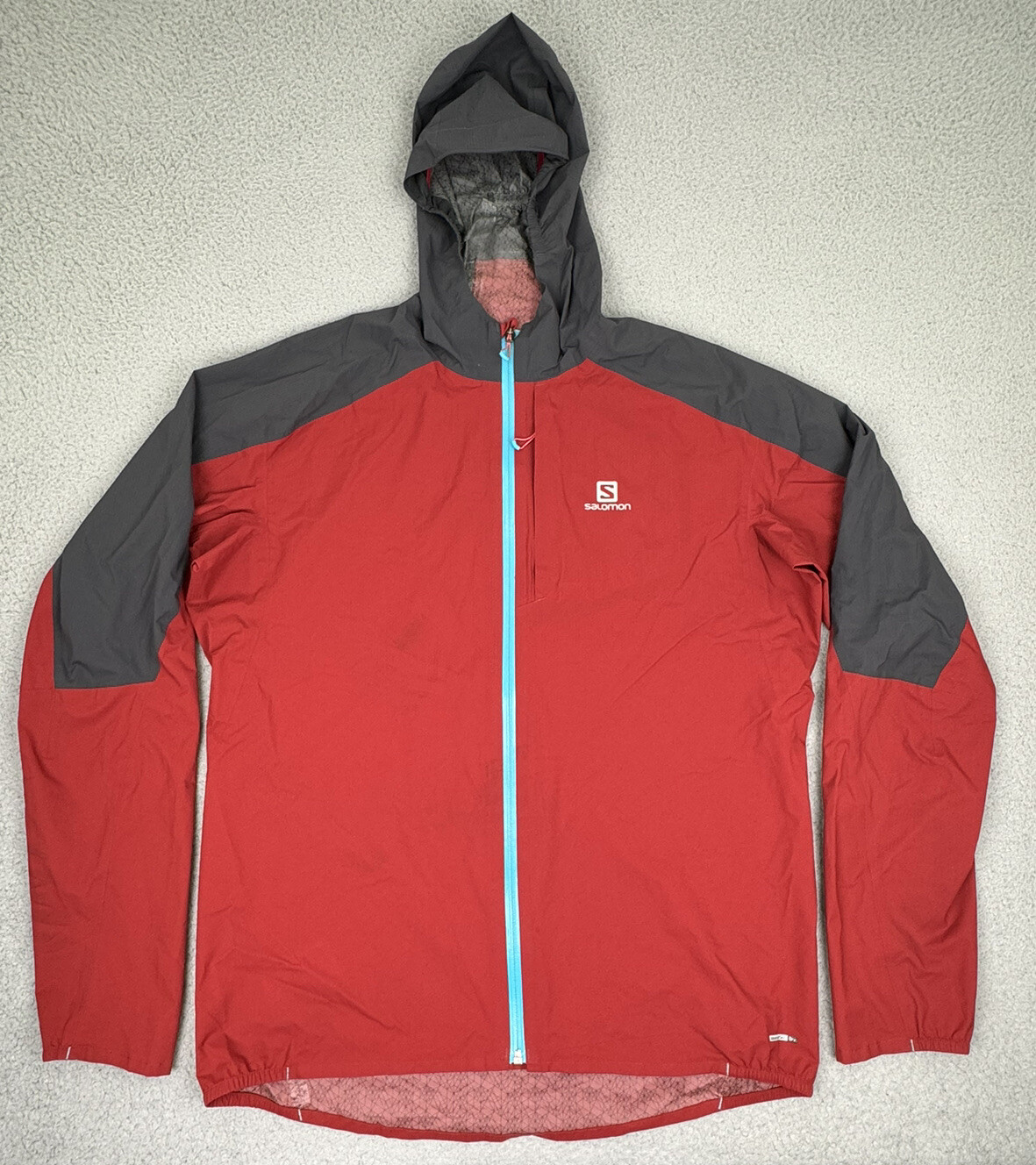 Salomon Windbreaker Giacca Pelle Avanzata Da Uomo XL Rossa Cerniera Intera Attiva 10K10K