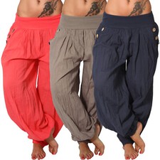 Hose Harem Aladin Pluder Knöpfe Sommer Knopf Pumphose Freizeit Ali Baba Urlaub