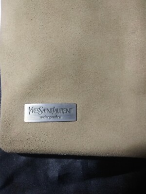Rar Authentic YSL Leather Suede (Tan) Rive Gauche Clutch(purse With Zipper)