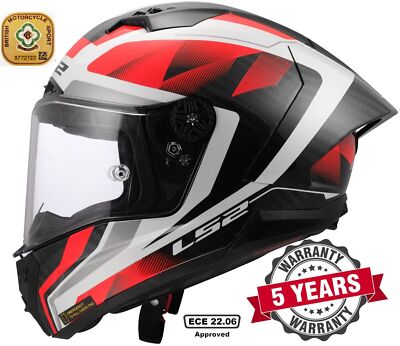 LS2 FF805 THUNDER CARBON FIBER ACU GOLD FULL FACE MOTORCYCLE HELMET RAUTE  RED