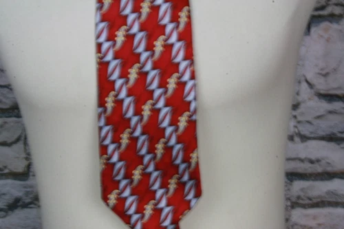 VILLA BULGHERI Made in Italy New Men's Neck Tie Red Geometric Club  All Silk video thumbnail