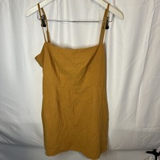 Nasty Gal Mustard Strappy Summer Cotton Dress Size 12