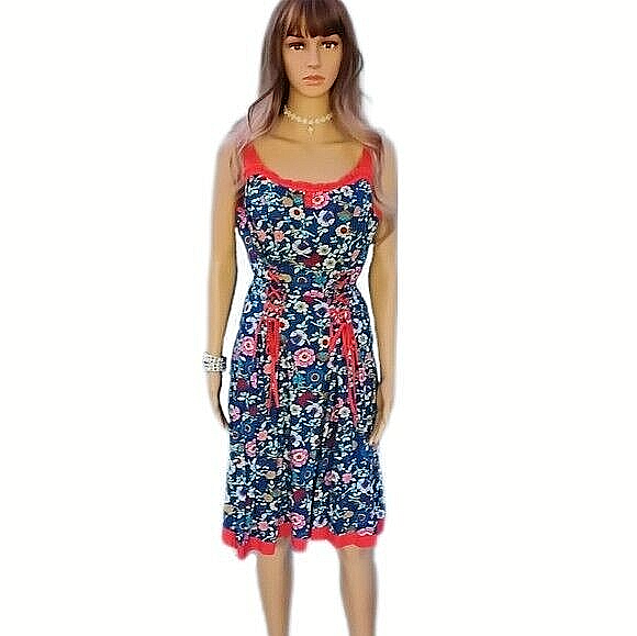 joe browns lace dress Womens Joe Browns 8 vintage Lace up knee length floral dress EUC