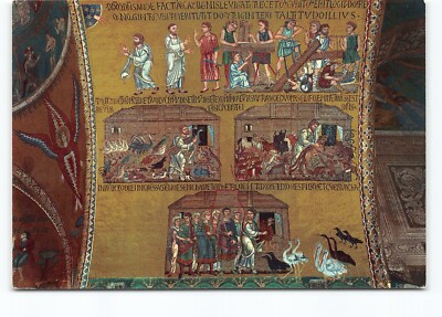 Art Basilica S Marcus Porch Stories Noah Flood Venice Italy Cont Postcard