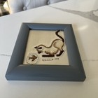 Signed & Dated Metal Art Picture Cat With Fish Bowl. Beautiful 6.5”x5.5”. — photo 2