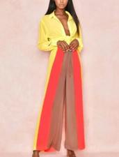 NWT House of CB Striped Margot Pants Women's High Waisted Wide Leg Semi-Sheer XS