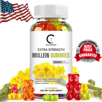 Mullein Leaf Gummies 2000mg For Lung Cleanse Detox Herbal Dietary Supplement
